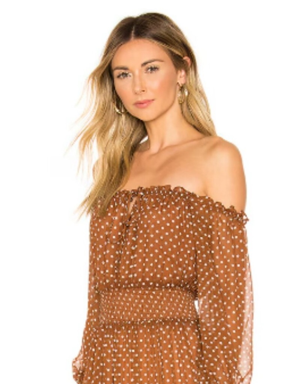 House of Harlow 1960 x REVOLVE Sapphire Dress S NWOT Brown Polka Dot Maxi Dress - Picture 3 of 8